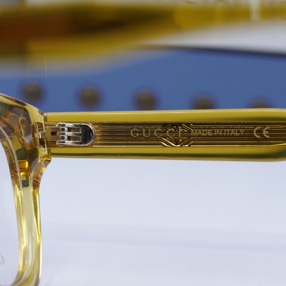 Gucci GG1086O 002 Square Eyeglasses – Transparent Yellow 51mm - Picture 7 of 10